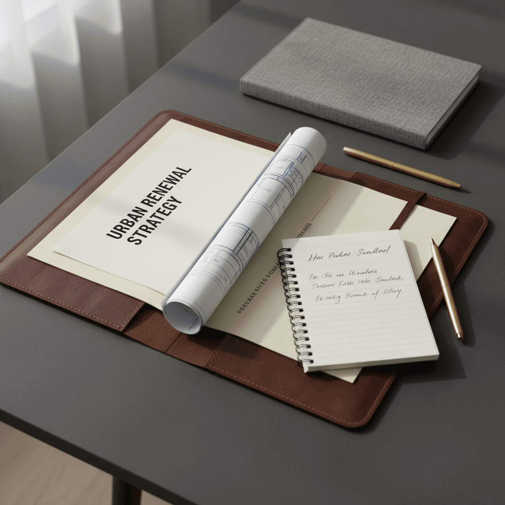 Consultant workspace with portfolio and project documentation